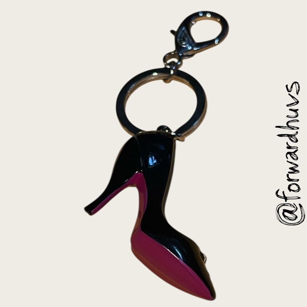 Bundle Sale 3 for $15 | High-Heel Shoe Keychain – Black Enamel with Pink Sole - Picture 4 of 6